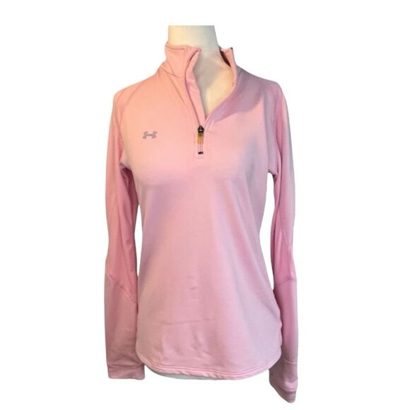 Under Armour Tech 1/2 Zip Shirt Jacket Light Pink Silver Knit Long Sleeve Athlet - Picture 1 of 7